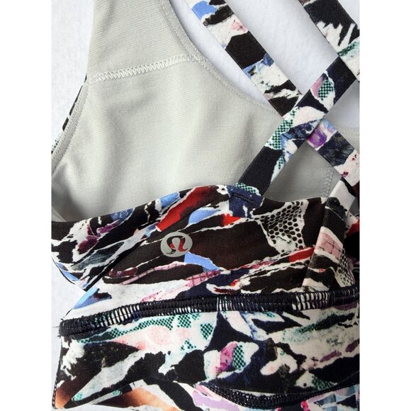 Lululemon Size 6 Multicolor Energy Bra Longline Strappy Sports Bra With Crisscro - Picture 5 of 9